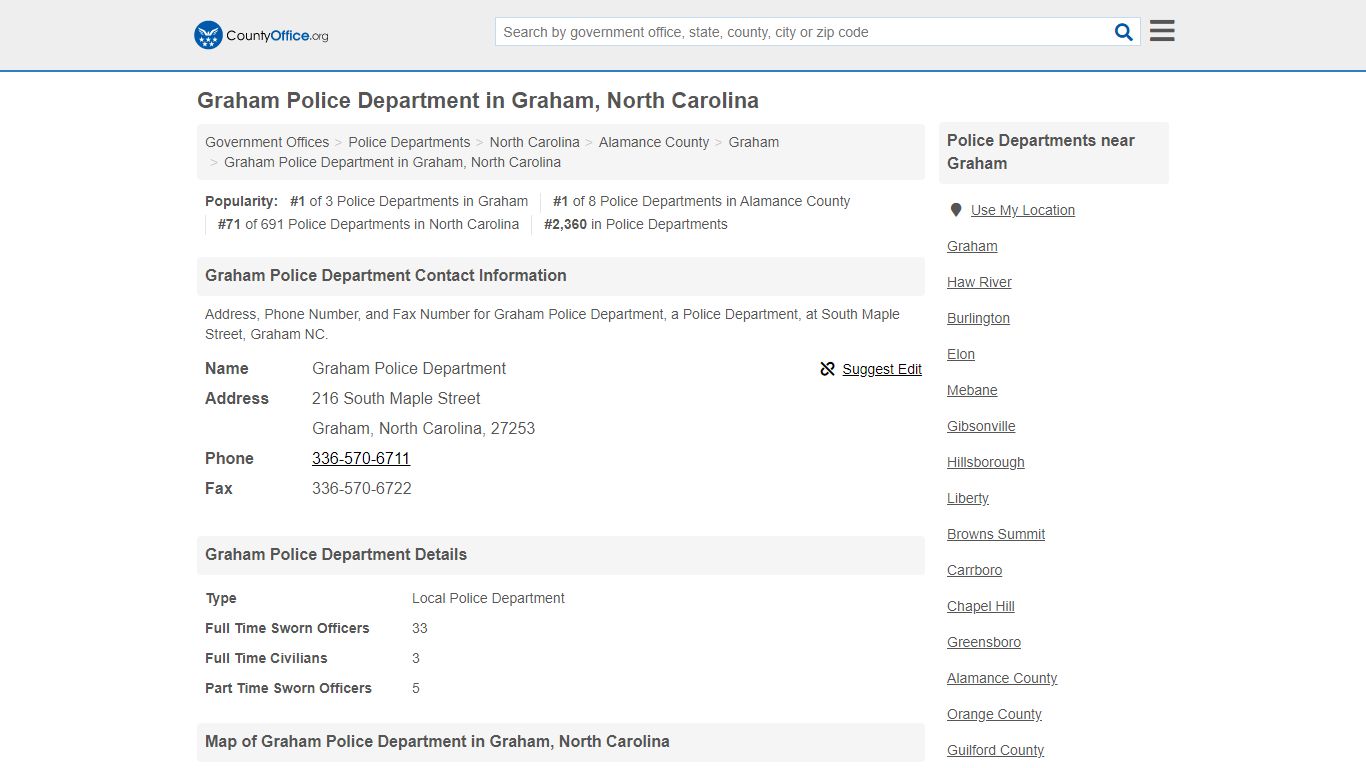 Graham Police Department - Graham, NC (Address, Phone, and Fax)